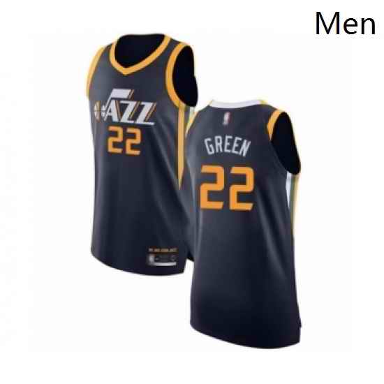 Mens Utah Jazz 22 Jeff Green Authentic Navy Blue Basketball Jersey Icon Edition